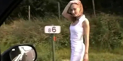 Euro babe getting fucked on a roadside