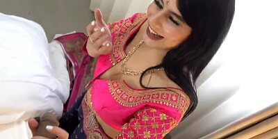 Indian babe with massive boobs sees a thick cock