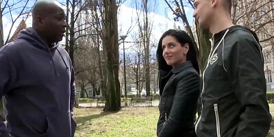 Wife slut makes a blow job to a big black cock