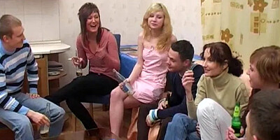 Russian teens play spin the bottle