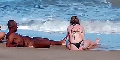 We Were After A Cock On The Beach When We Spotted A Hot Bald Man Who Gives Our Vaginas A Lot