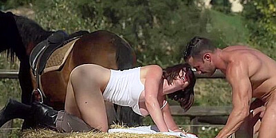 Horse Rider Yasmin Scott Rides A Hung Stallion