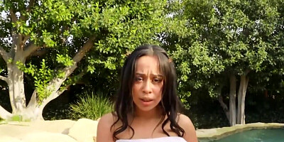 Boy gets it on with chick by the pool before work