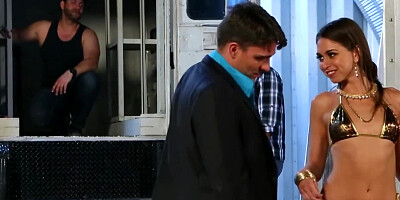 Petite teen chick is having hardcore sex on the train