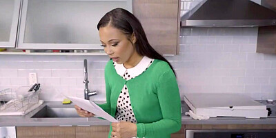 Man scores his new black stepsister's pussy