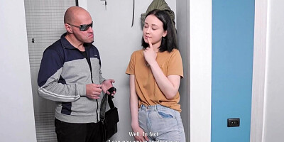 Sexy girl is fascinating so old blackmailer fucks her