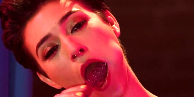 Masturbation video of the excited girl with short brunette hair