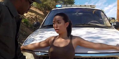 Naughty latina babe fucked by border patrol agent in public