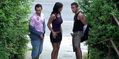 Euro threesome on the steps