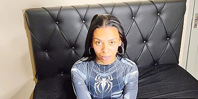 Joi-brunette Slut Cosplay Spider Masturbating Pussy And Ass With Dildo