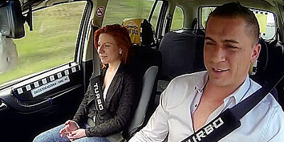 Sex In The Taxi With Red Head Babe