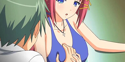 Swimsuit anime coed handjob and wetpussy fucking