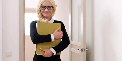 Young woman with blonde hair gets penetrated by her boss