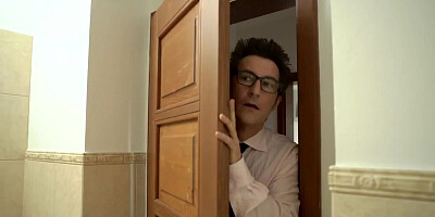 After shower nerdy man fucks son's pretty girlfriend