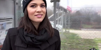 Sexy horny Suzy flashes tits in public and gets fucked in public for cash