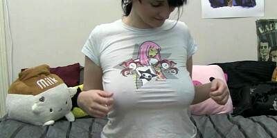 Webcam session with a cute brunette model