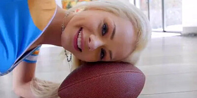 Petite Blonde Elsa Jean Gets in the Red Zone