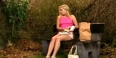 Young blondie with long beautiful legs in action