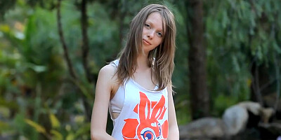 Skinny chick enjoys the outdoors