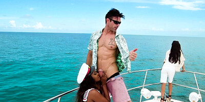 Sexy slutty captain rides tourist dick on the boat