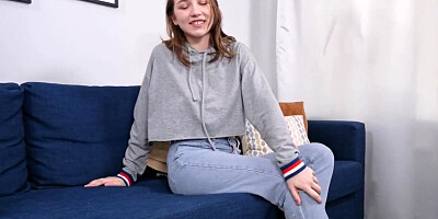 Girl performs solo sex show with the vibrator