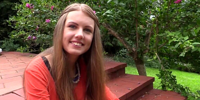 Enticing gal with cute face touches sweet pussy solo at home