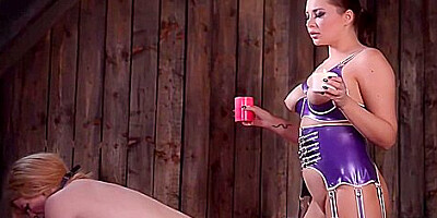 Anna Polina And Tasha Holz - Waxing In The Woods - Harcore Fetish Bdsm In A Wooden Shed