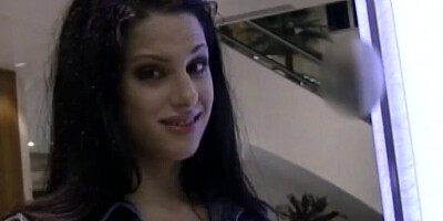 After picking up the brunette from the mall the dude makes her tight pussy quiver