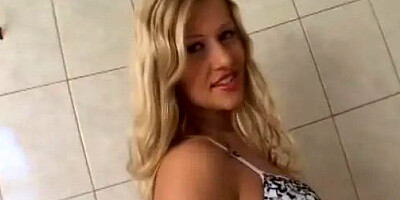 Long legged hottie in lingerie with dildo in her ass