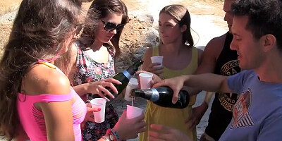 Incredible college orgy on the beach