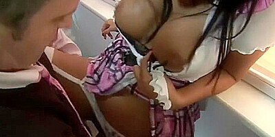 Busty Brunette student 18+ Swallows Teachers Sperm In C