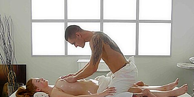 Katarina Rina - Big Tits Redhead Given Oil Massage