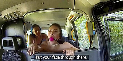 Sexy Lesbian Fun In British Taxi