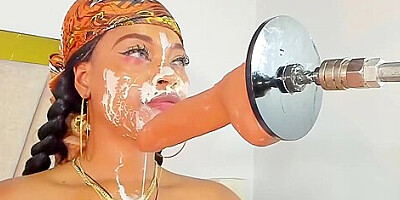 Ebony Slut Takes Throat Pounding