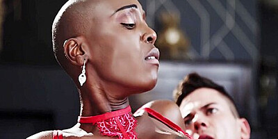 Black African Beauty Takes Big White Cock