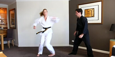 Kicking His Ballsack Using Karate