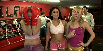 Three magnificent sluts get rammed by horny dudes in the ring