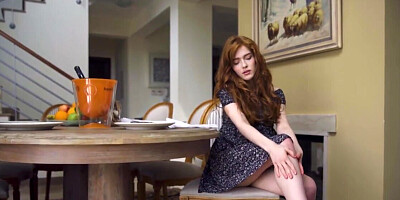 Adorable redhead decides to masturbate in the kichen
