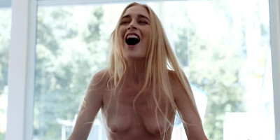 Big black shaft spreads apart tight vagina of a fragile blonde