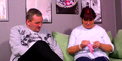 Mature with saggy tits fucked instead of sewing