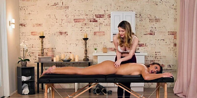 Gia Derza and Bunny Colby relax with a lesbian massage