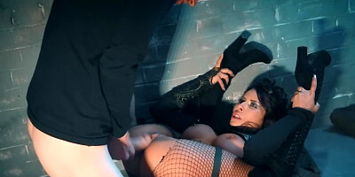 Stunning brunette is being fucked by a horny jailor