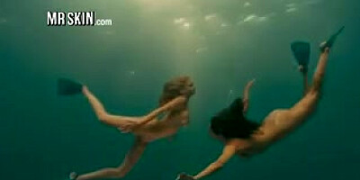 Super-Steamy celebrity ladies swim bare together and then screw