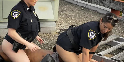 Two sex-crazed female cops are fucking with hung suspects