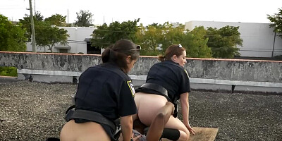 Two sex-crazed female cops are fucking with hung suspects