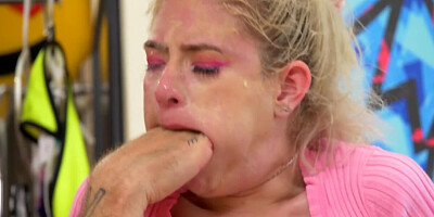 Fucker decides to have mercy on the teen and drills pussy only