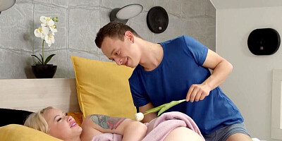 Pretty girl with blond hair is going to get dominated