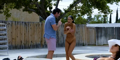 Hussy with attractive look is penetrated by neighbor's hubby