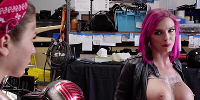 Dirty garage is the best place for crazy lesbian sex of two hotties