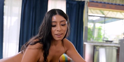 Violet Myers gets on all fours to receive Chris Blaccwood's dick